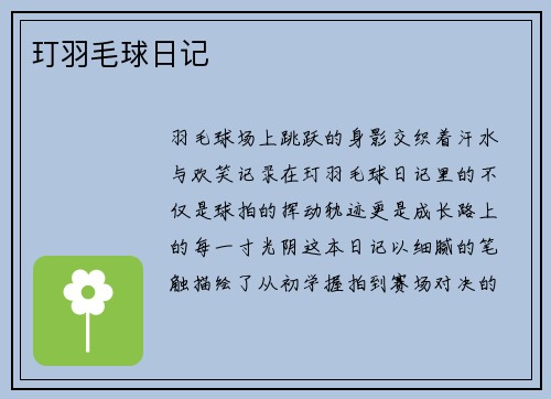 玎羽毛球日记